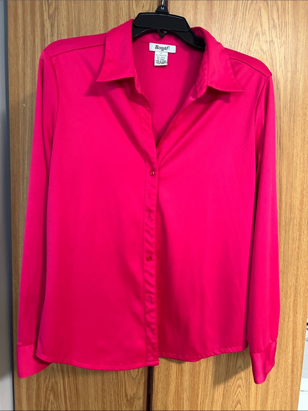 Women's Bright Pink Button-Front Blouse